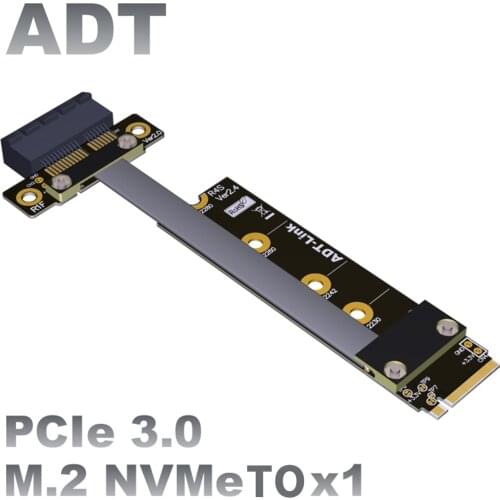 8G/bps PCIE x1 pci-e 1x 3.0 TO M.2 key M Riser Adapter Card Extension Ribbon Cable M2 key-M 1 Pci-express 3cm - 100cm