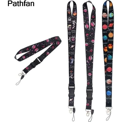 A4009 Patchfan Cartoon Space Style Lanyard Badge ID Black Lanyards Mobile Phone Rope Key Lanyard Neck Straps Accessory