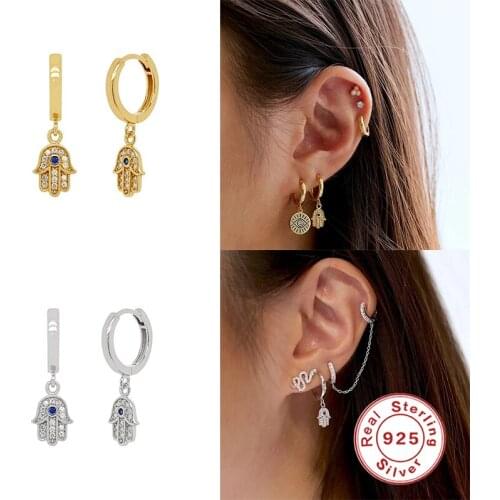 Aide Charm Rainbow Zircon Drop Earrings For Women Gift 925 Sterling Silver Fashion Palm Shape Crystal Pendant Earrings Jewelry