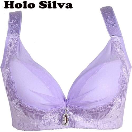 Plus size wire Free Push up sexy Bras for Women Big Size Vest Bra Plunge Brasserie Lightly Lined Underwear Floral Embroidery bra