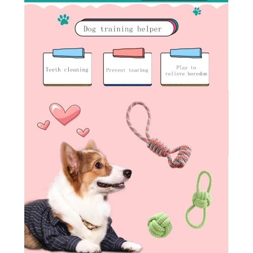Dog toy rope knot molar bite resistant clean teeth knitting ball Teddy golden retriever large, medium and small dog pet cotton r