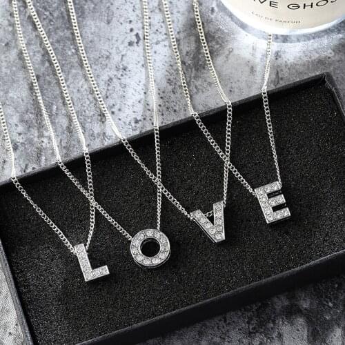 Crystal A Z 26 Choose Letters Customized Pendant Necklace Creative Women Men Jewelry Name Gifts For Friends