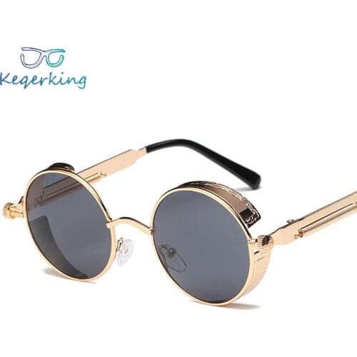 Round Metal Sunglasses Steampunk Men Women Fashion Glasses Brand Designer Retro Frame Vintage Sunglasses High Quality UV400