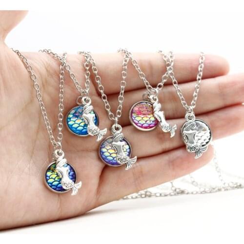 Maritime Princess Mermaid Fish Scales necklace Lucky Girl Dream Romantic Necklaces Good Sister Pendant Fashion Female Jewelry