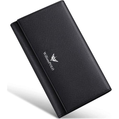 Mens Business Card Holder Clutch Male Leather Wallet Men Luxury Slim Misfits Leather Long Leather Purse Three fold Wallet Bag