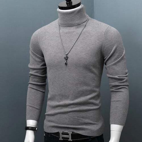 Mens sweater high-necked autumn and winter thick bottom shirt Korean version of the trend knit large size loose on the clothes