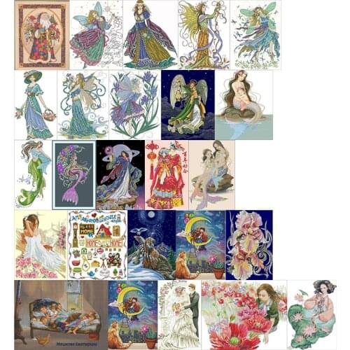 Angel 6 cross stitch kit love couple design cotton 14ct 18ct 11ct linen flaxen colorfully canvas embroidery DIY needlework