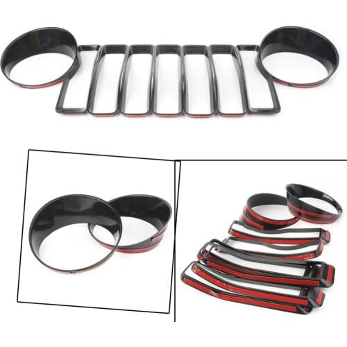 Front Grill Insert Headlight Bezel Trim Covers for Jeep Wrangler JL 2018 Car Accessoires