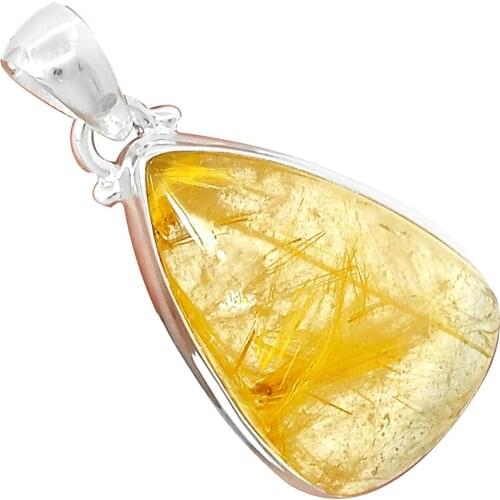 Nature GOLDEN RUTILE PENDANT Pendant 925 Sterling Silver, 40 mm, MHBAP5350