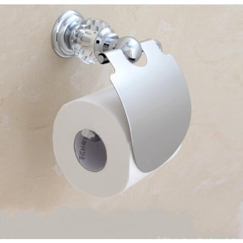 New Wall Mounted luxury Crystal Style Solid Brass chrome Toilet Paper Holder Tissue Bar Bathroom accessories