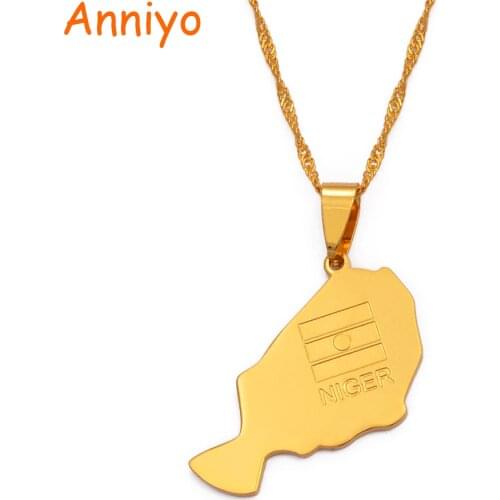 Anniyo NIGER map pendant necklaces gold color Country maps africa Nigers map jewelry #001721