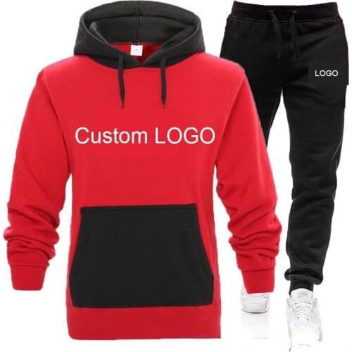 Plush Sportswear Suit Brand Printed Hoodie Sweatshirt Casual Sportswear Mens Jogging Harajuku Drawstring Sweatpants 2-Piece Set