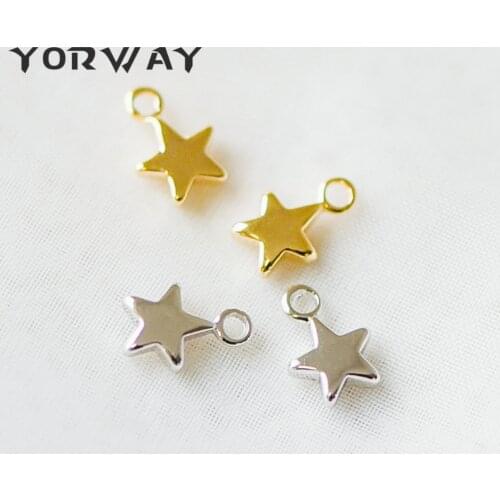 20pcs/Lot Gold /Silver Star Charm Pendants 10x7mm, Real Gold/ Rhodium Plated Brass, Lead Nickel Free (GB-194)