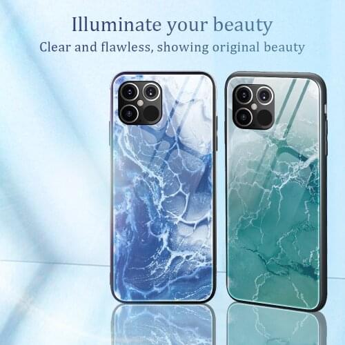 Luxury Tempered Glass Phone Case for Iphone 11 12 Mini Pro Max X XR XS 8 7 6 6s Plus Full Protective TPU Hard Marble Cover Coque