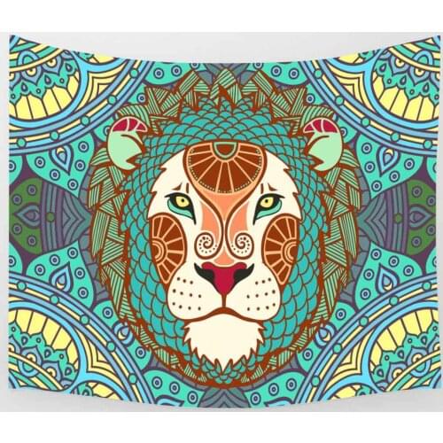 Simsant Reggae Rasta Lion Tapestry Galaxy Space Sky Mandala Art Wall Hanging Tapestries for Living Room Bedroom Home Decor