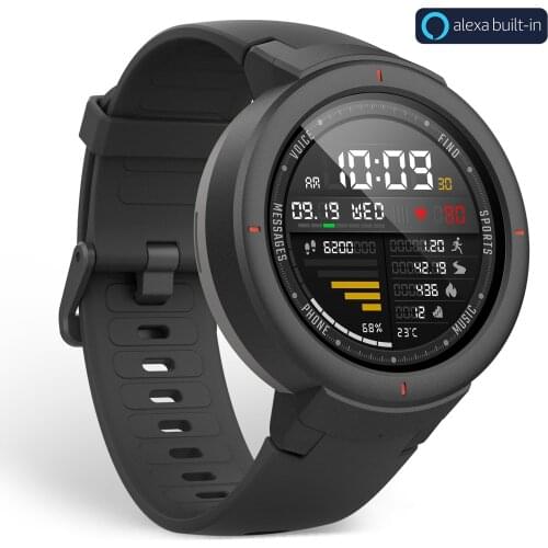 Global Version New Amazfit Verge Smartwatch GPS GLONASS Call Answer Smart Message Push Heart Rate Monitor for Android Phone iOS