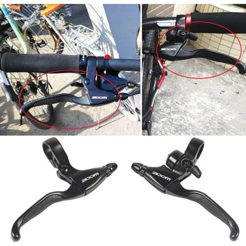 MTB Bicycle Brake Lever w/ Ring Bell Bike V/C-Brake Handle Grip Left Right Brake Handle Set for 2.2cm Handlebars Folding Bike