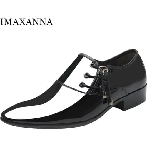 IMAXANNA Leather Shoes Man Dress Pointed Toe Spring Mens Classic Wedding Shoe Office High Quality Leather Shoes Dropshipping