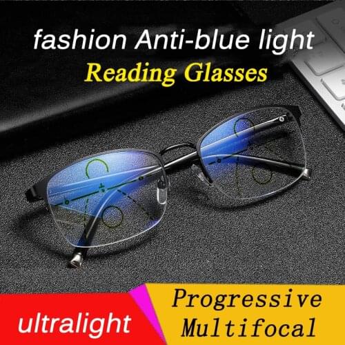Ultralight intelligent zoom Progressive Reading Glasses Men Women Anti-blue light Multifocal Hyperopia Eyeglasses TR90 Frame 1.5