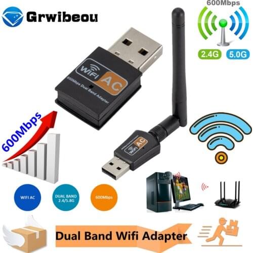 600Mbps USB Wifi Adapter 5.8GHz+2.4GHz 150Mbps USB2.0 Receiver Wireless Network Card Lan Wi-Fi High Laptop PC Mini Wi-fi Dongle