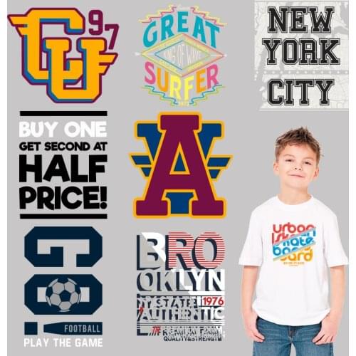 Simple Sentence letter stickers Patches for clothing Applique on Clothes Heat Transfer PVC Patch Vinyl Sticker For Clothes