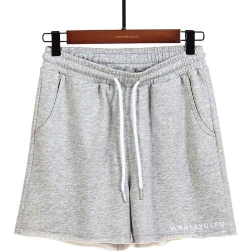 Letter Embroidery Print Fashion Shorts Women 2021 Summer Elastic Waist Drawstring Streetwear Jogging Sports Wide-leg Short Pants