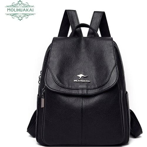 Retro Ladie Brand Designer Backpack Simple LargeCapacity Flip Travel Backpack Girl Student School Bag Fashion Sac A Main Mochila