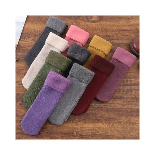 Winter Socks Women Men Snow Soft Thickened Thermal Wool Cashmere Plus Velvet Warm Sleep Socks Cotton Breathable Fashion Mid Sock