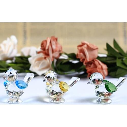 1 Piece Cute Bird Crystal Crafts Glass Animal Sparrow Figurines Miniatures For House Ornaments Home Decoration Accessories Gifts