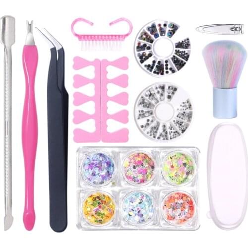 11pcs/Set Nail Cutter Clipper Cuticle Pusher Brush Tweezers Remover Kit Naisl Art Decoration Manicure Tool