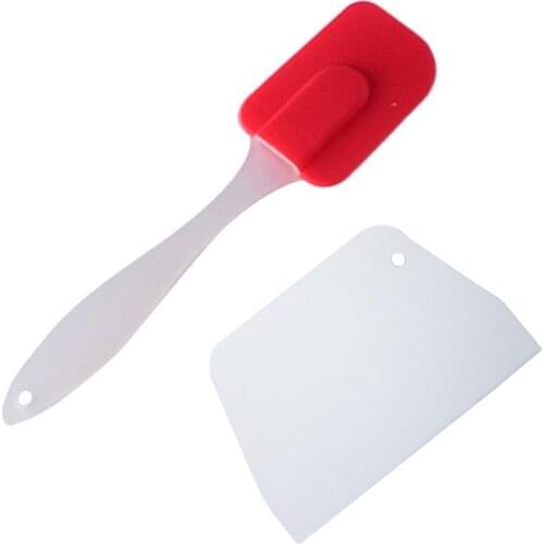 2Pcs/set Cake Spatula + Dough Cutter Baking Pastry Tools Dough Scraper Cream Smoother Kitchen Butter Knife Cooking mixing
