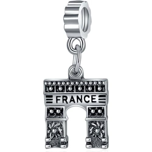 2020 New Original Alloy Bead Triumphal Arch Charm Travel France Fit Bracelet Bangle DIY Women Jewelry Dropshipping