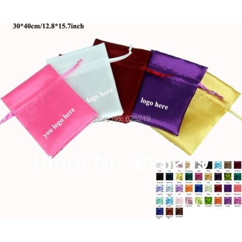 30*40cm/11.8*15.7inch soft satin drawstring bag gift packaging wedding pouch one color or mix color 25pcs/lot for sale