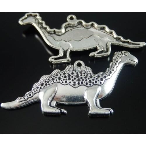 5 Pieces-Pack Alloy Retro Silver Color Dinosaur Pendant Charms Handmade Accessory 50383