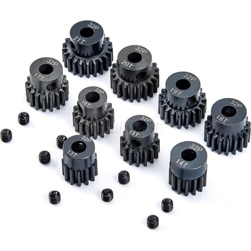5Pcs/lot 32DP 5mm 13T 14T 15T 16T 17T 18T 19T 20T 21T Metal Pinion Motor Gear for 1/10 1/8 RC Buggy Car Monster Truck