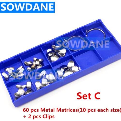 60Pcs/Set Dental Orthodontic Sectional Contoured Matrice Matrix Ring Delta Wedge Dental Matrices Spring Clip Dentist Ortho Tool