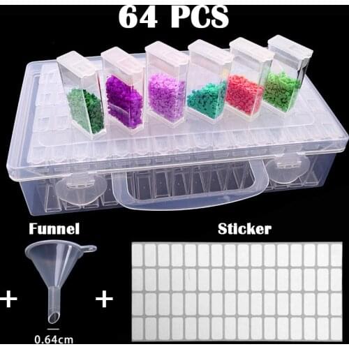 New 64pcs Plastic 5d Square Diamond Painting Accessories box Beads Display Storage Box For Diamond Embroidery Cross Stitch Tools