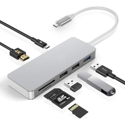 7in1 MultiPort USB 3.1 C HUB Dongle Adapterwith PD Charging Port for MacBook, ChromeBook and Other Type C Device