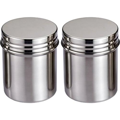 Stainless Steel Storage Tank, Coffee Beans And Tea Sealed Cans, With Lid, For Kitchen Dry Food, Herbs, Weeds - Medium 12 Oz 2Pcs