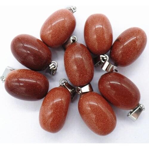 50Pcs 20x12mm Wholesale Brown Gold Sand Stone Oval Pendant Bead DIY Earrings Jewelry Accessories S623