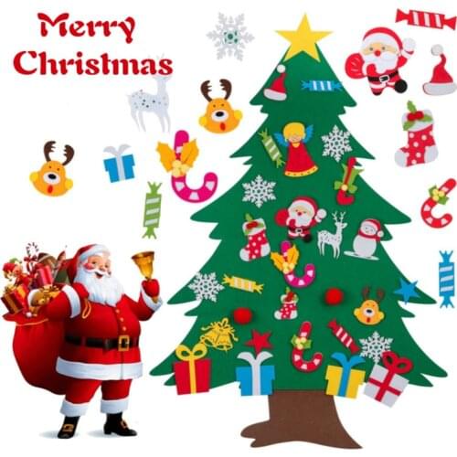 Kids DIY Big Felt Christmas Tree Christmas Decoration Santa Claus Xmas Tree 2021 New Year Gifts For Children Educational Toys