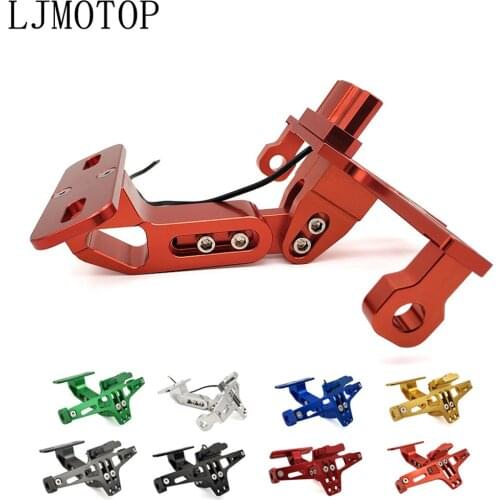 For kawasaki YAMAHA YZF R25 R15 R6 R125 z750 Z800 FZ8 FZ1 FZ6R CNC Motorcycle License Number Plate Frame Holder Bracket With LED