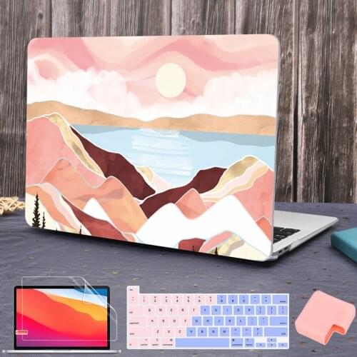 For MacBook Air Pro Retina 13 15 16 2020 M1 A2337 A2338 Printed Plastic Hard Case Screen Protector Charger Sleeve Keyboard Cover