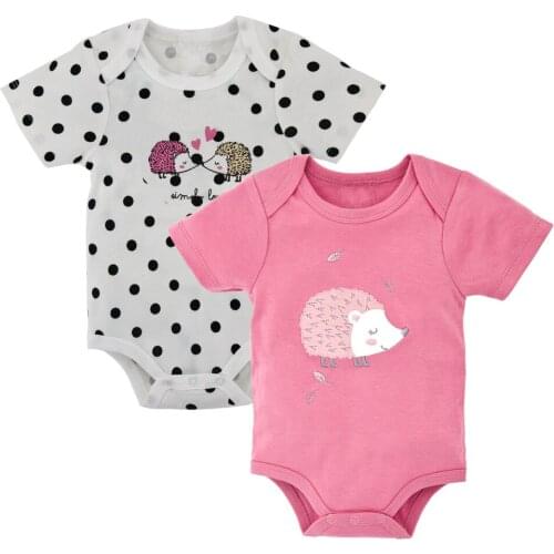 Kavkas Newborn Infant Kids Baby Girl Romper Clothes Hedgehog Printing New Arrival Cute Short Sleeve Infant Jumpsuits Clothes