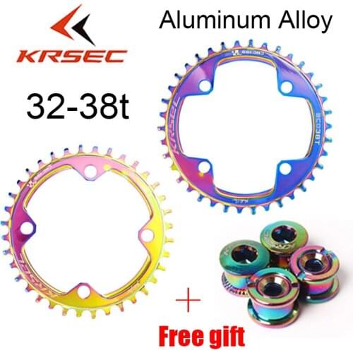 Colorful 104BCD Chainring MTB Bicycle Chainwheel Narrow Wide Chain Ring with 4pc Bolts Crankset Bike Parts 30/32/34/36/38T
