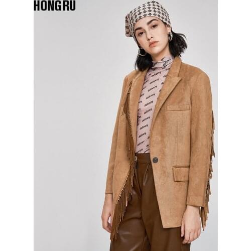 New Suede Leather jackets Coat Womens Mid-length tassel Stitching Thick soft leather jacket windproof outerwear F2421