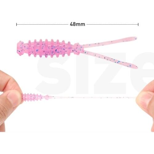 JOHNCOO 20pcs Floating Fishing Lure Soft Bait 48mm 0.44g TPR Soft Worm Swimbaits Jig Head Pesca Artificial Rockfish Worm