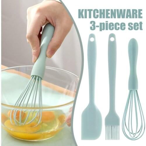 3Pcs Silicone Spatula Set Heat-Resistant Cooking Baking Tool Non-Stick One Piece Seamless Design Kitchen Utensils