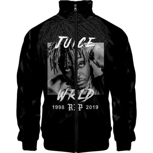 New 3D Juice Wrld Zipper Sweatshirt Casual Hoodies Fashion Casual Autumn And Spring Clothes Sweatshirt jacket Black Clothing