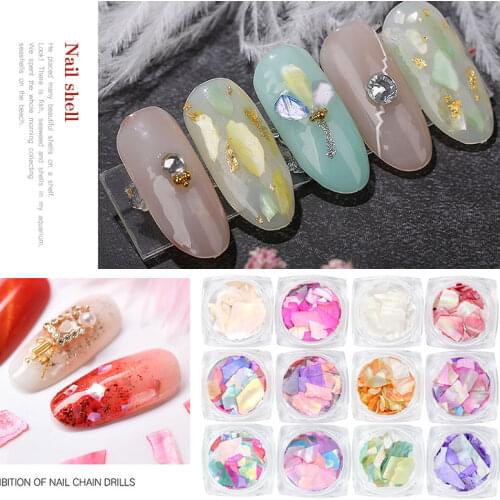 New pattern 6Colors 3D abalone shell irregular Nail Art decorations UV Gel snowflake cursor nails shimmering pearl jewelry tips